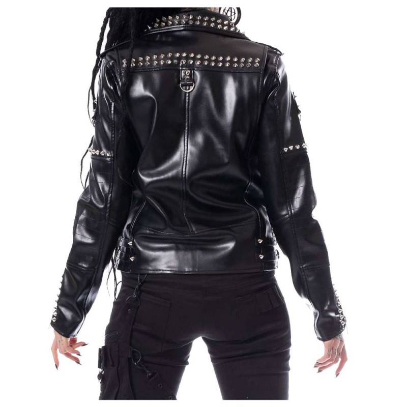 New Women Biker Fashion Jacket Heartless Razer Black EMO Jacket Punk Ladies Jacket